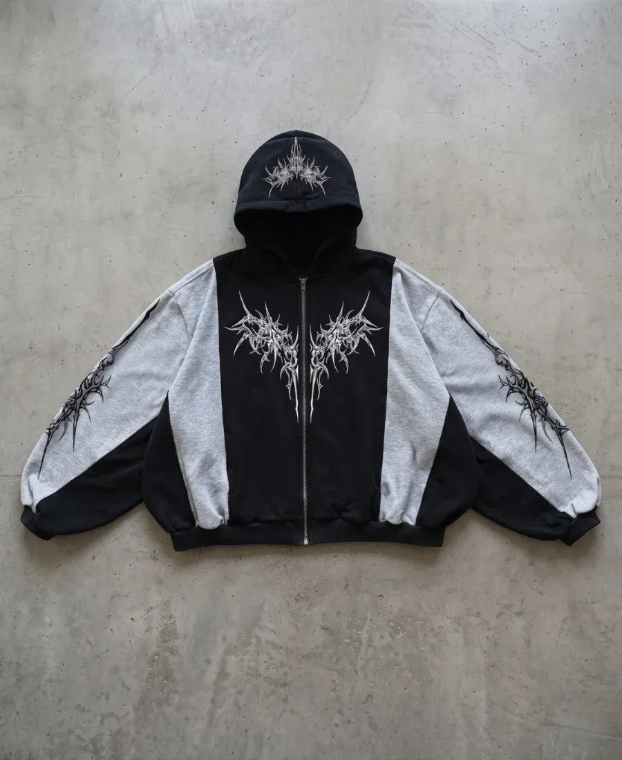 Cyber Tribal Colorblock Zip-Up