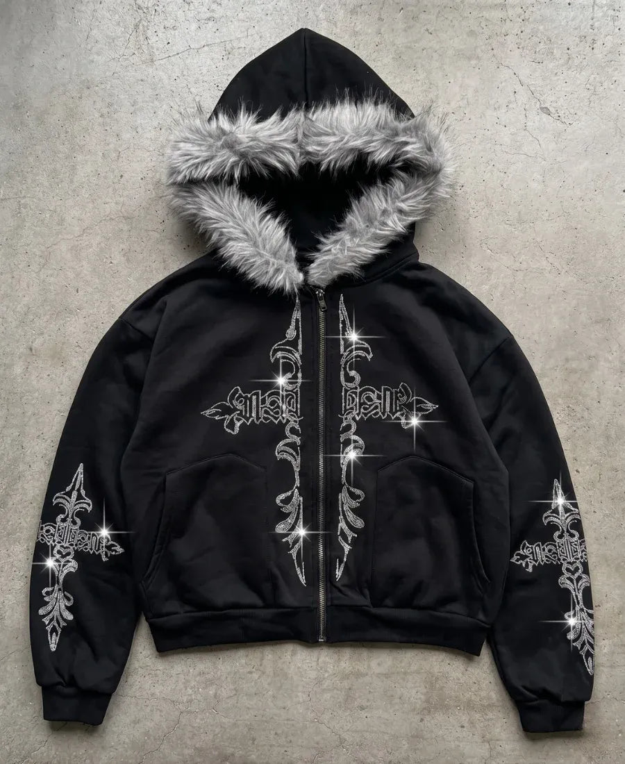 Opium Glitz Crucifix Hoodie