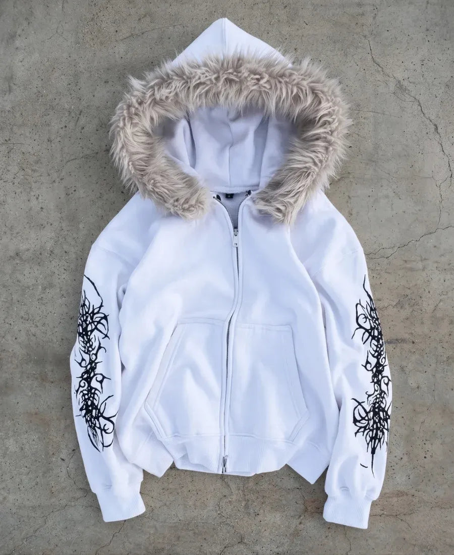 Faux Fur Sigil Zip-Up