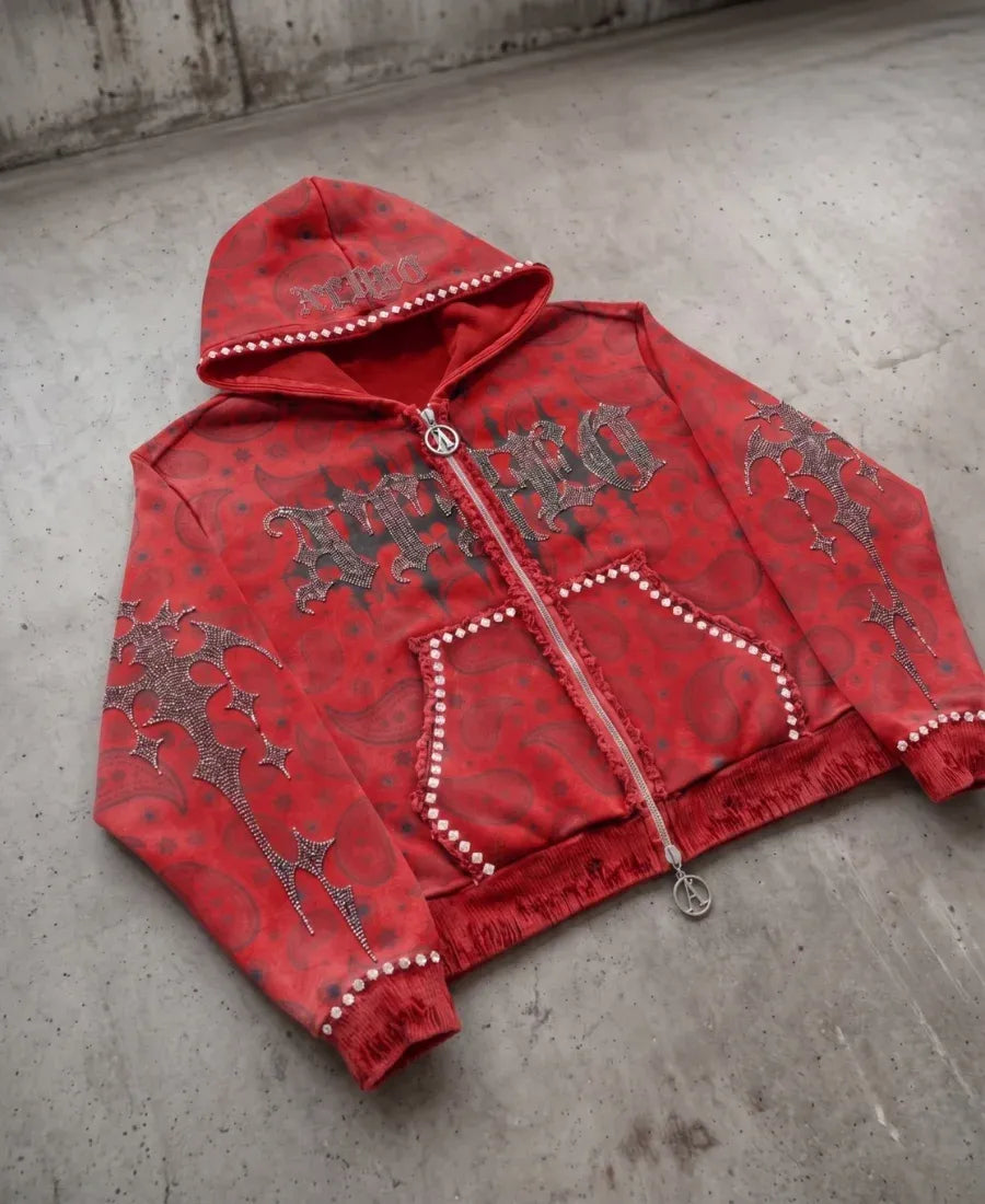 Ateo Gothic Rhinestone Hoodie