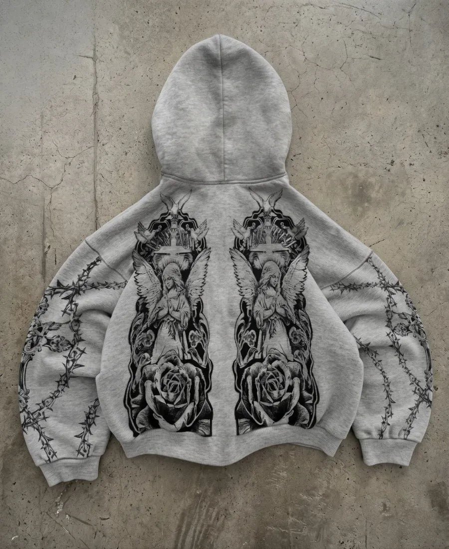 Angelic Thorns Grey Zip-Up