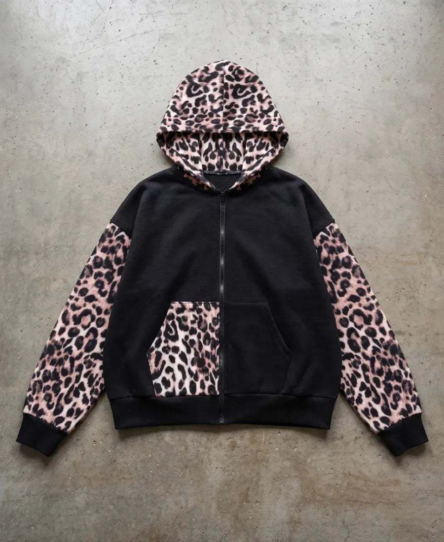 Leopard Patchwork Hoodie