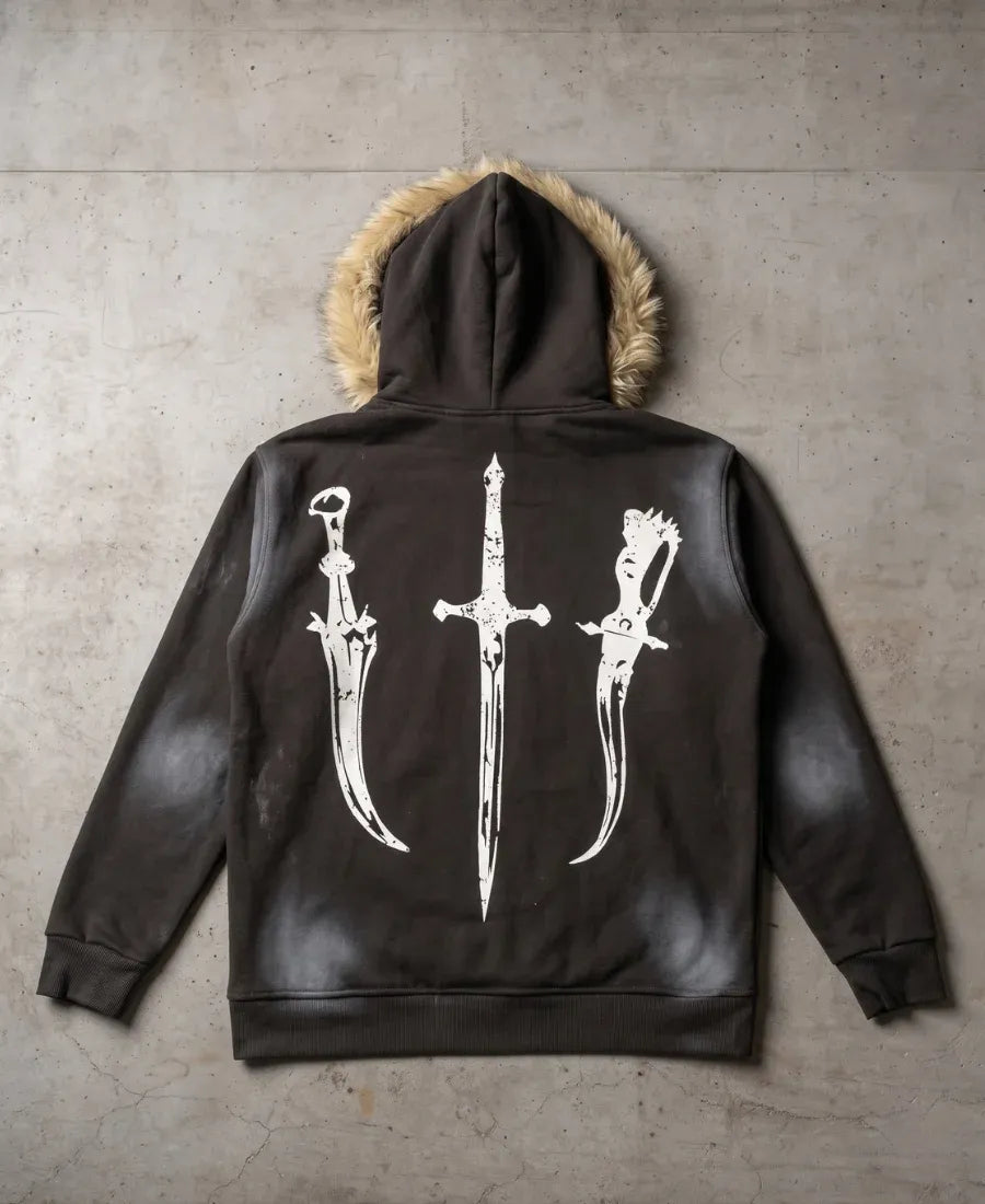 Tan Fur Worldly Sins Hoodie