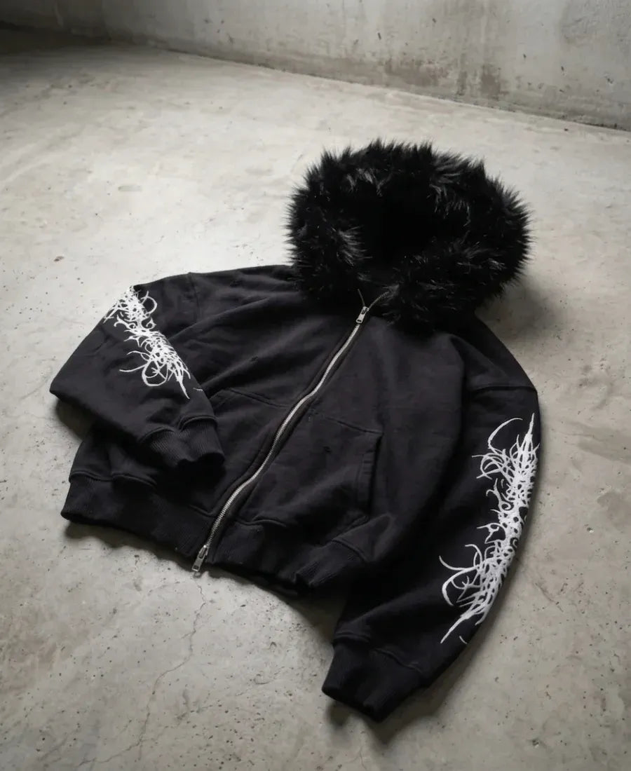 Faux Fur Sigil Zip-Up