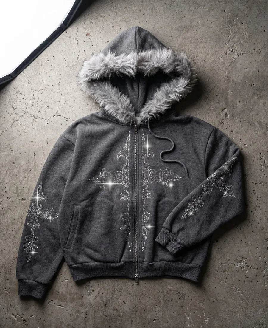 Opium Glitz Crucifix Hoodie