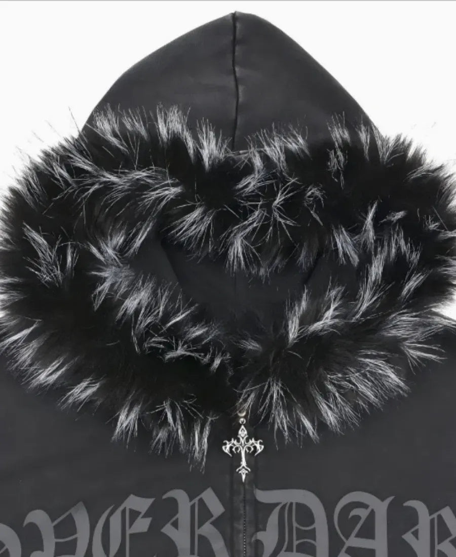 Over Dark Fur Hoodie