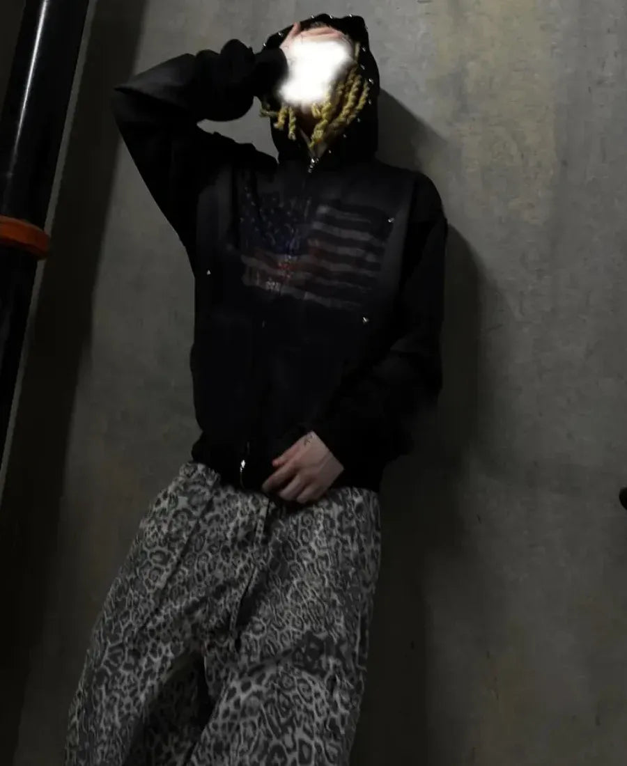 Salvation Flag Studded Zip-Up