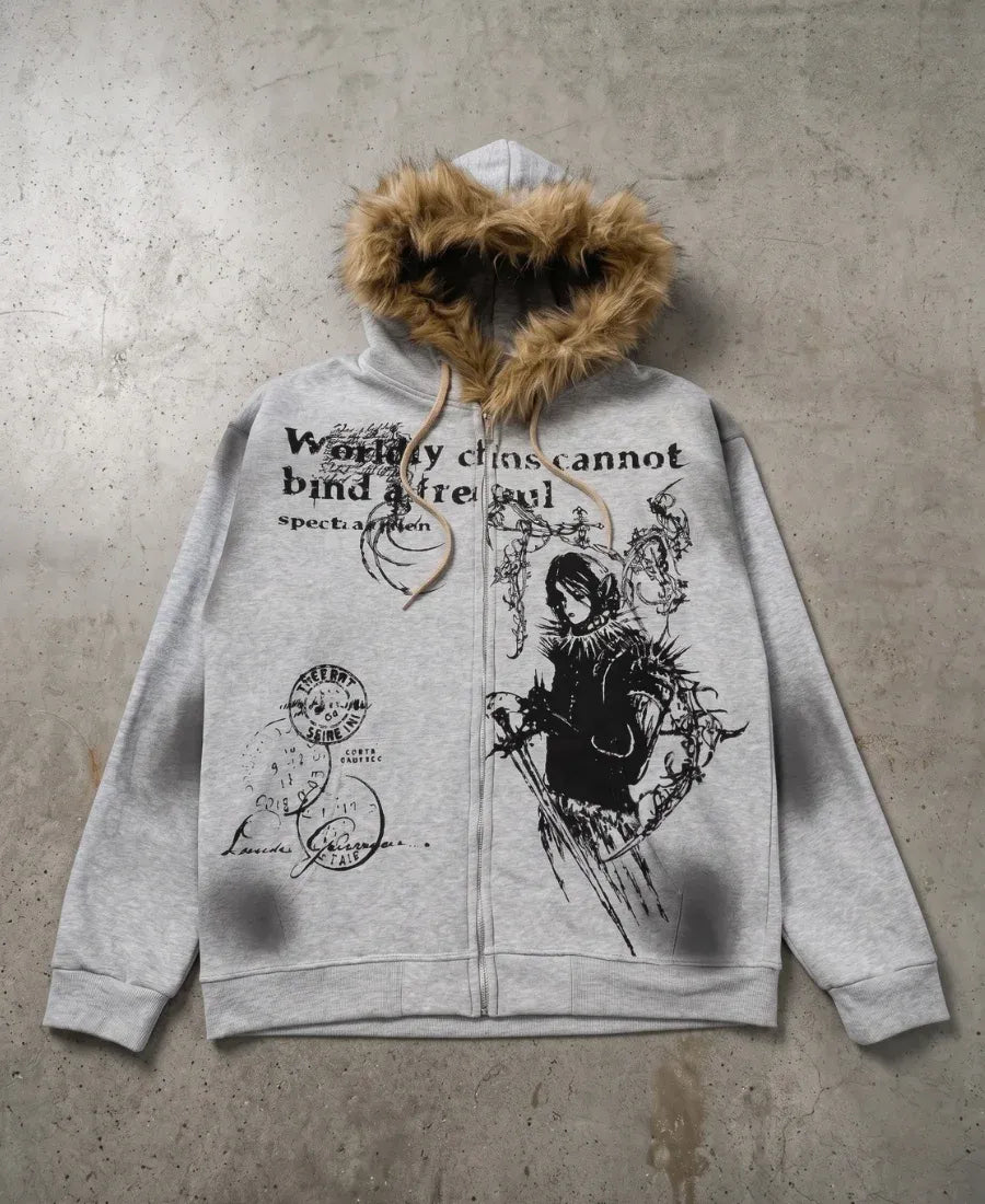 Tan Fur Worldly Sins Hoodie