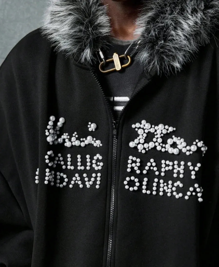 Faux Fur Pearl Zip-Up