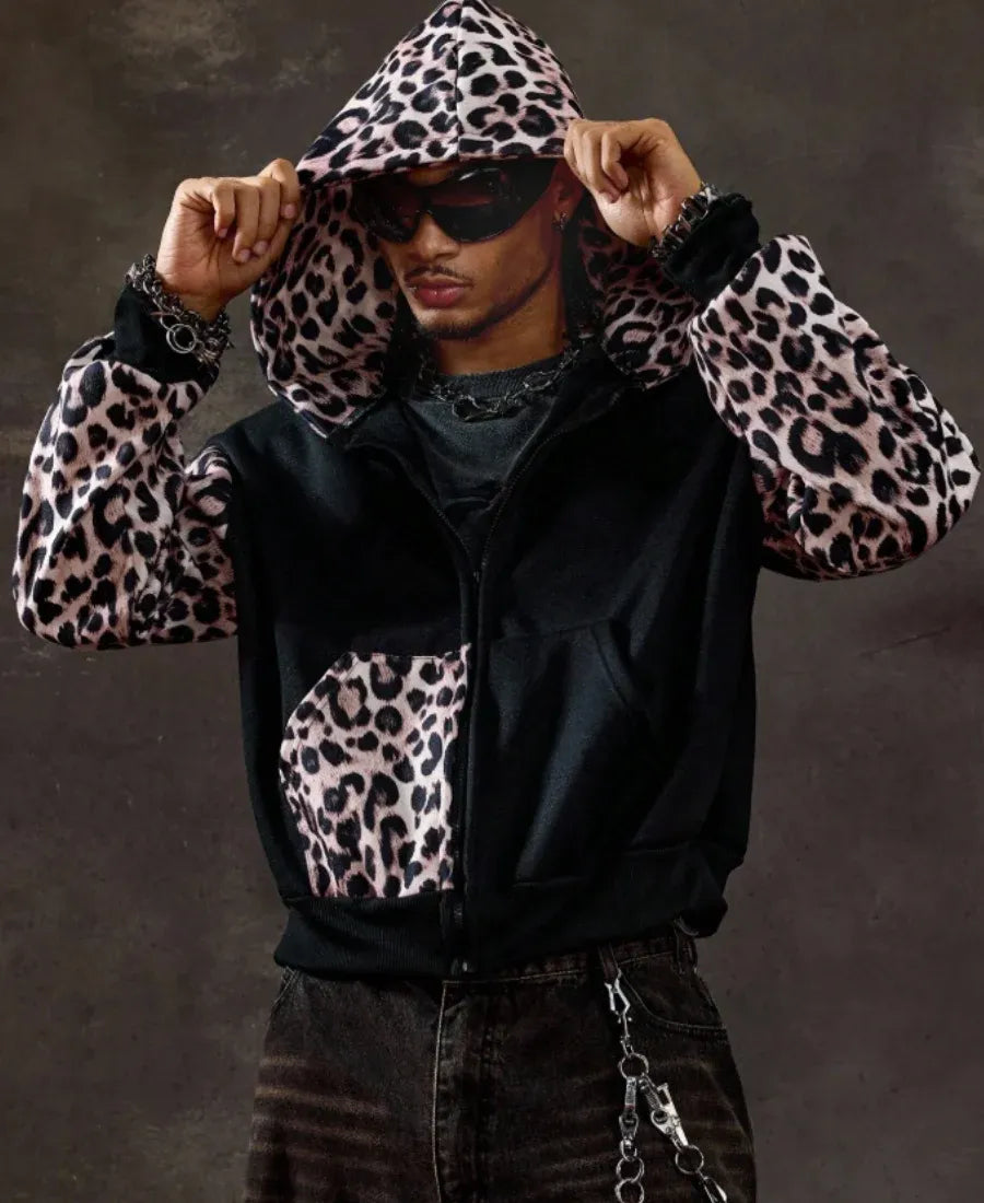Leopard Patchwork Hoodie