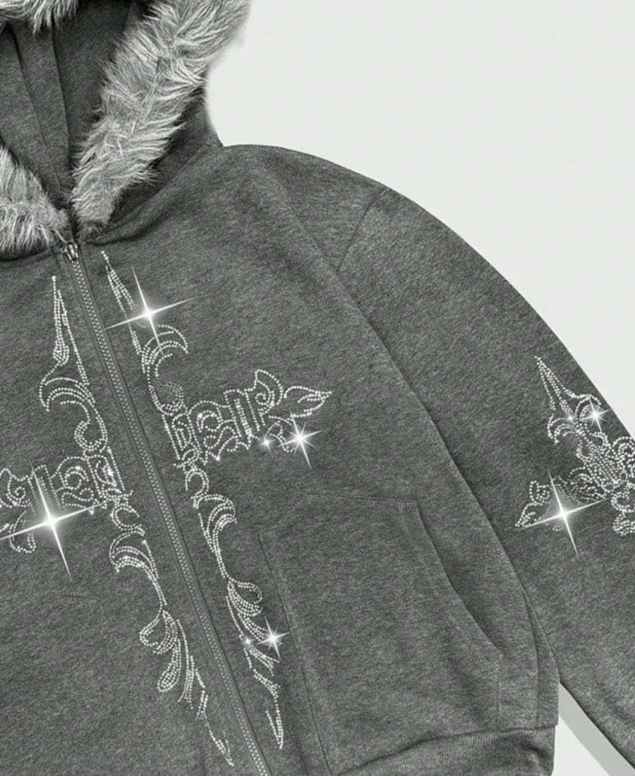 Opium Glitz Crucifix Hoodie