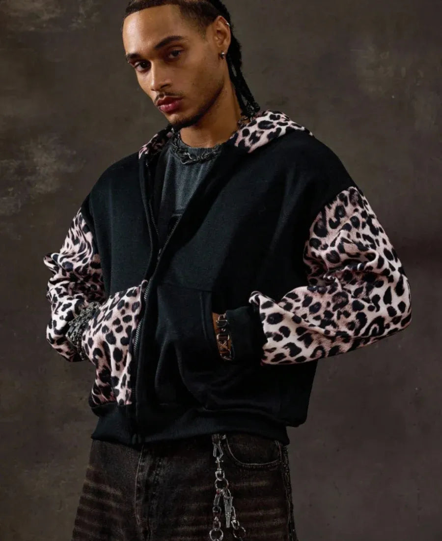 Leopard Patchwork Hoodie